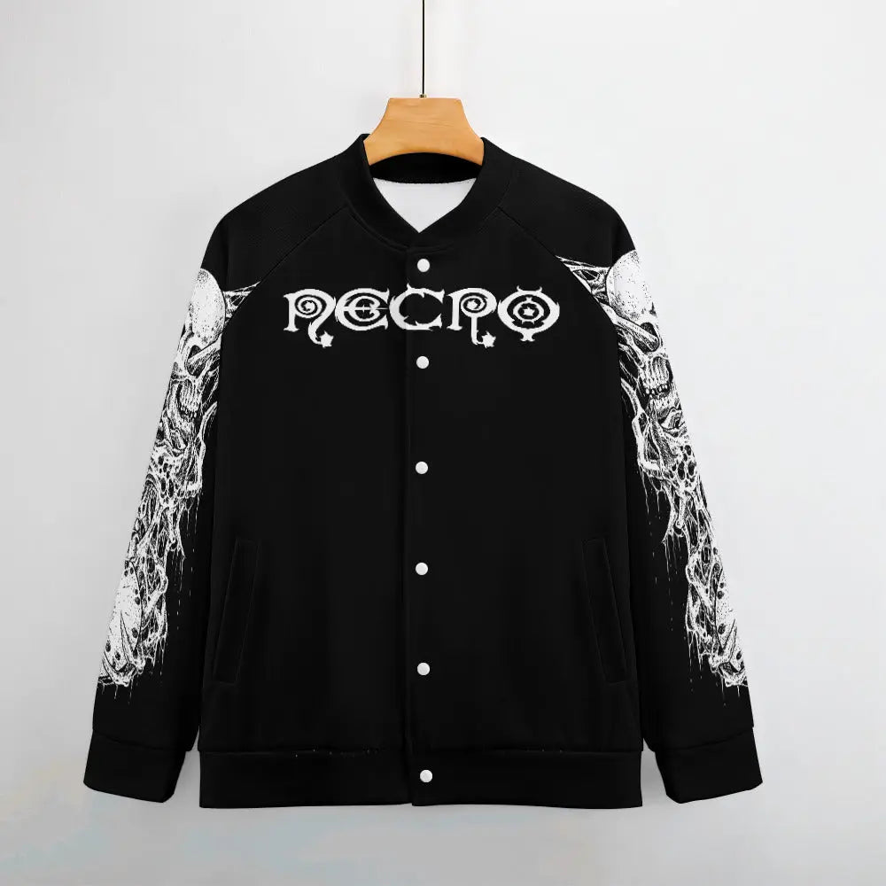 Necro - White Logo w/ Demons - Baseball Jacket Uniform for Men's NECRO SUPER STORE