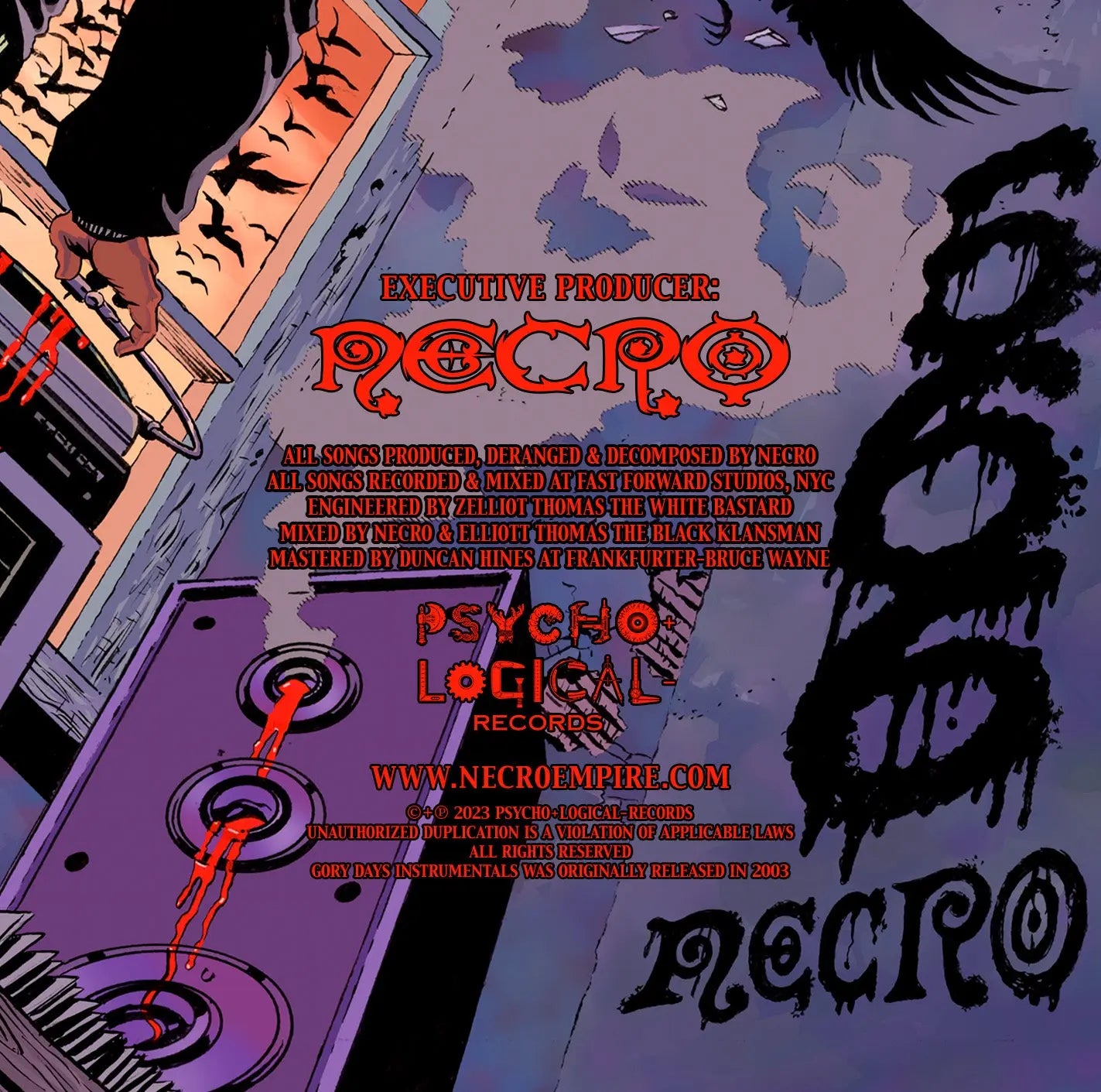 NECRO - Gory Days - Instrumentals CD NECRO SUPER STORE