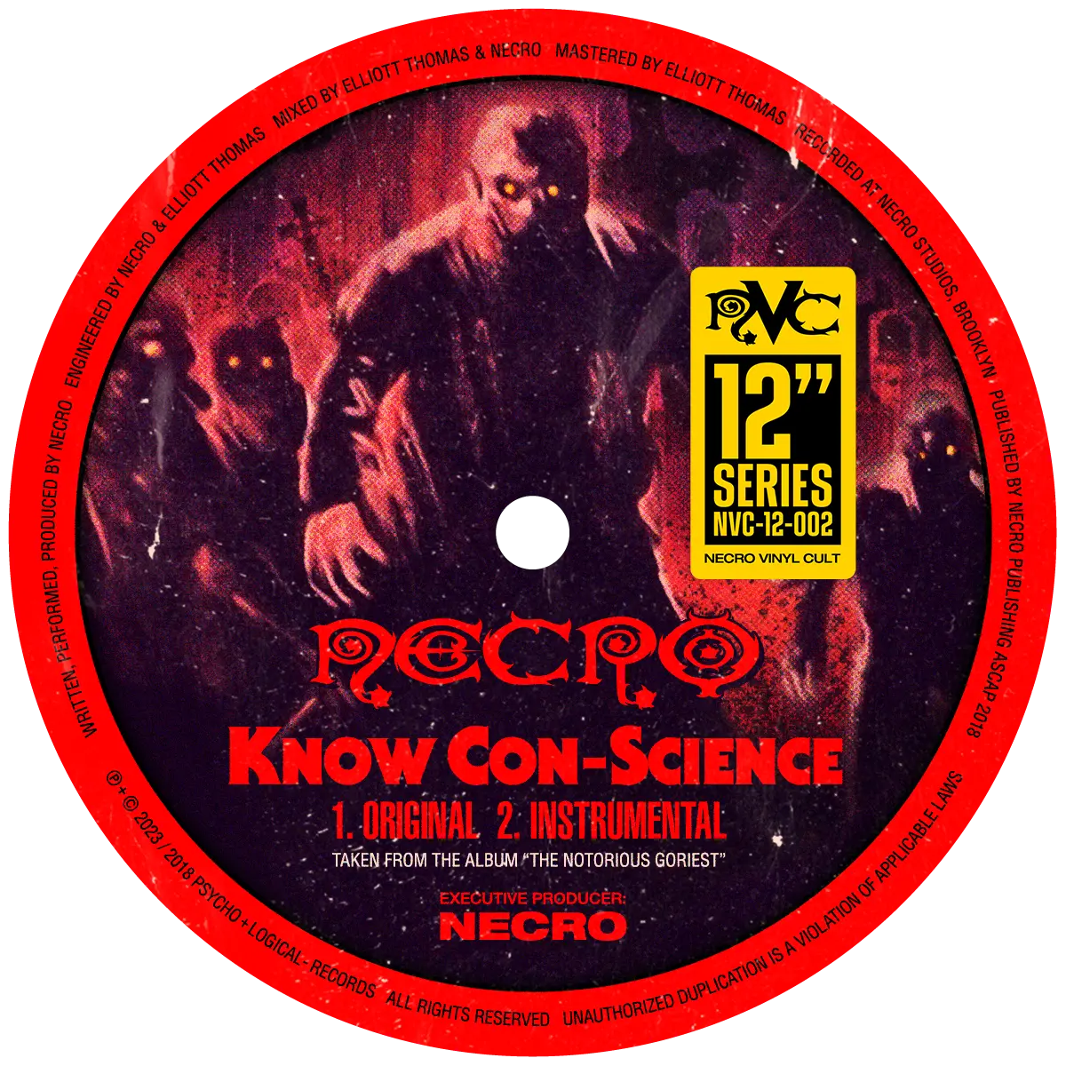 NECRO - Know Con-Science / Murder Obscene 12" Vinyl Single NECRO SUPER STORE