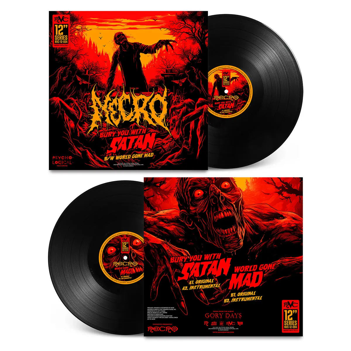 NECRO - Bury You With Satan / World Gone Mad 12" Vinyl Single NECRO SUPER STORE
