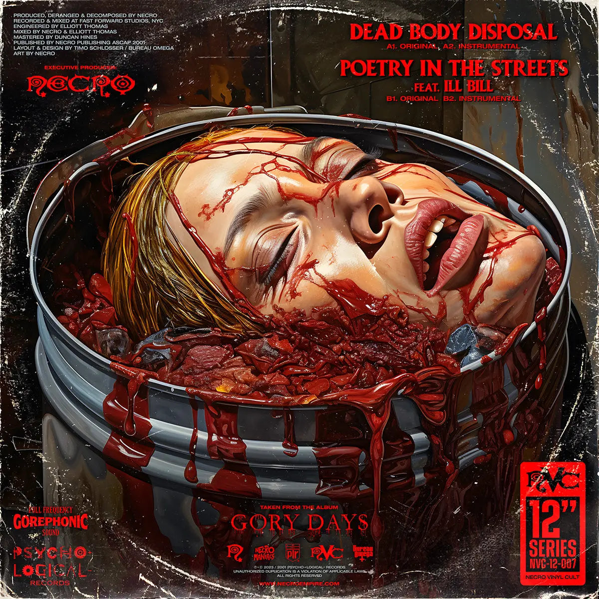 NECRO - Dead Body Disposal / Poetry In The Streets 12" Vinyl Single NECRO SUPER STORE