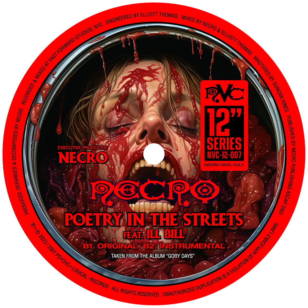 NECRO - Dead Body Disposal / Poetry In The Streets 12" Vinyl Single NECRO SUPER STORE