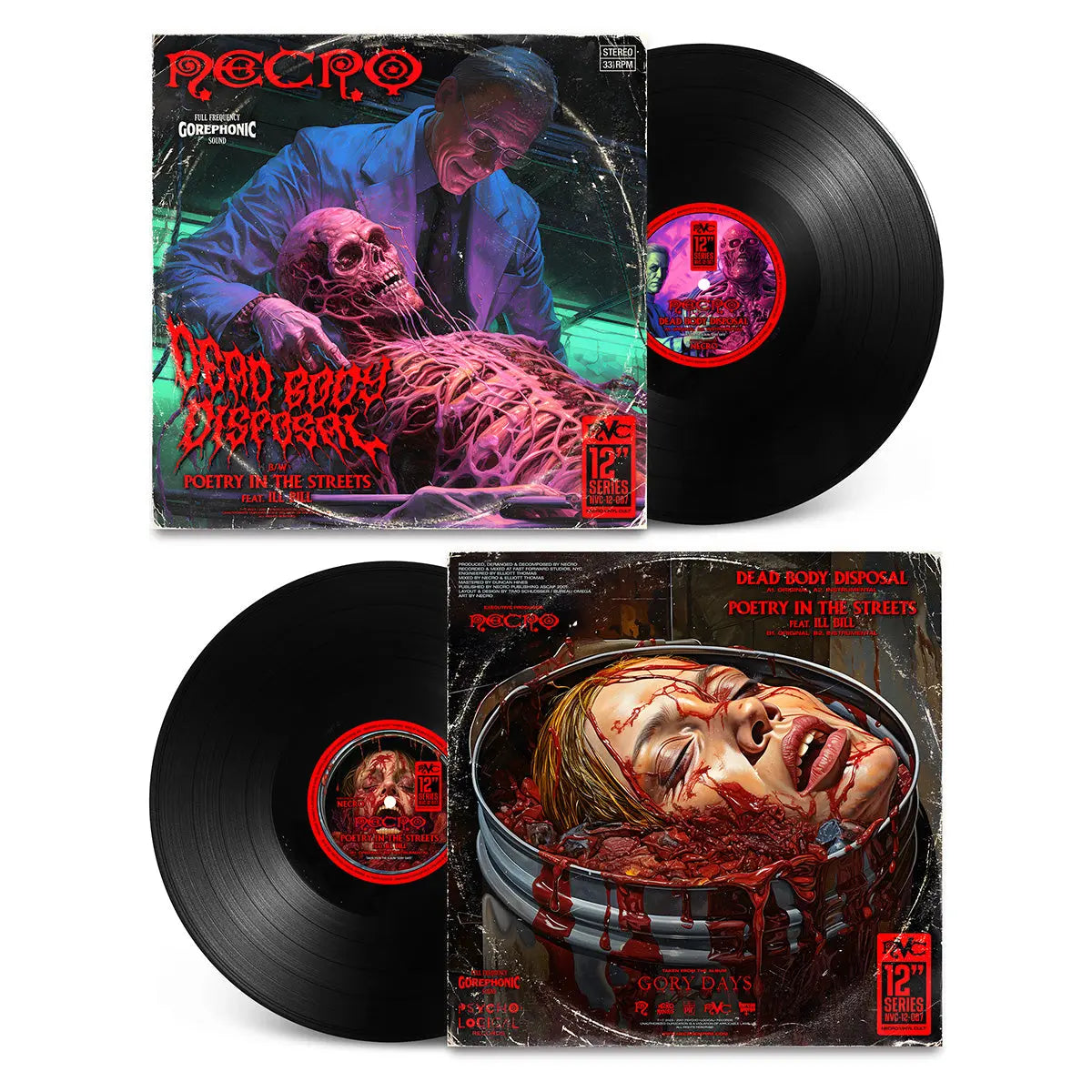 NECRO - Dead Body Disposal / Poetry In The Streets 12" Vinyl Single NECRO SUPER STORE