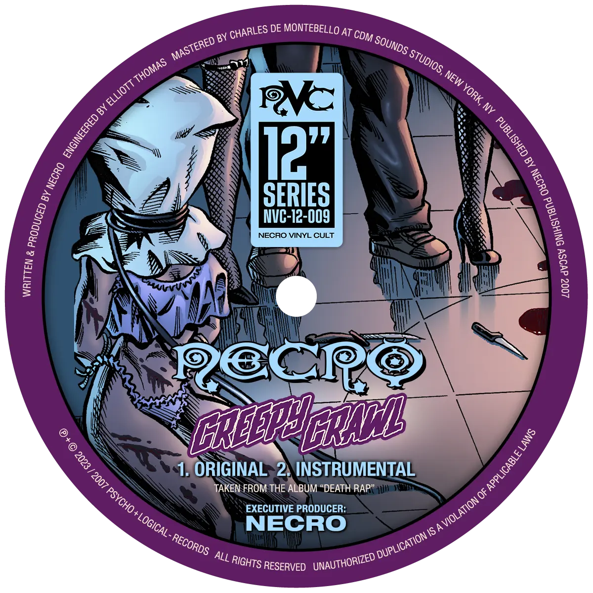 NECRO - Creepy Crawl / No Remorse 12" Vinyl Single - COLORED VINYL NECRO SUPER STORE