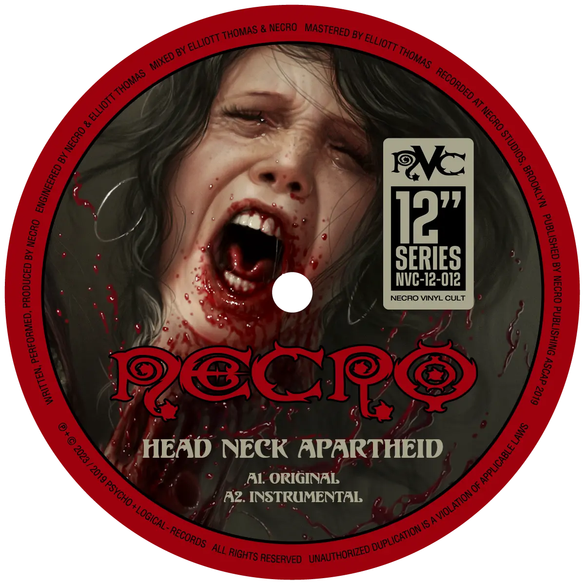 NECRO - Head Neck Apartheid / The Notorious Goriest 12" Vinyl Single NECRO SUPER STORE
