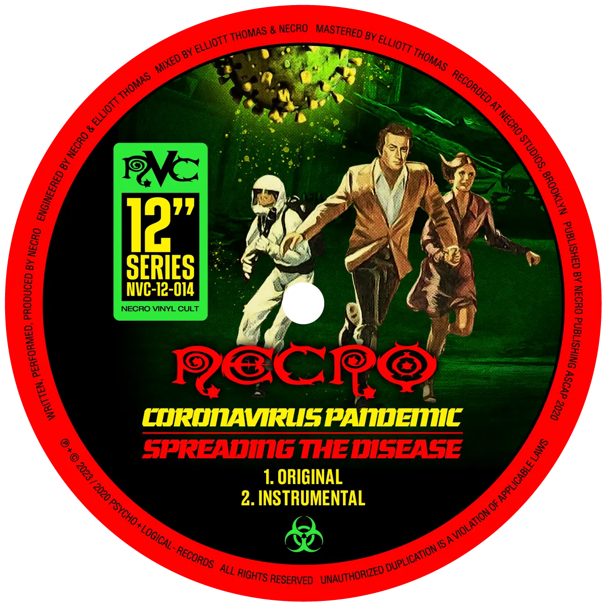 NECRO - Covid 19 (Pestilence) / Coronavirus Pandemic (Spreading The Disease) 12" Vinyl Single NECRO SUPER STORE