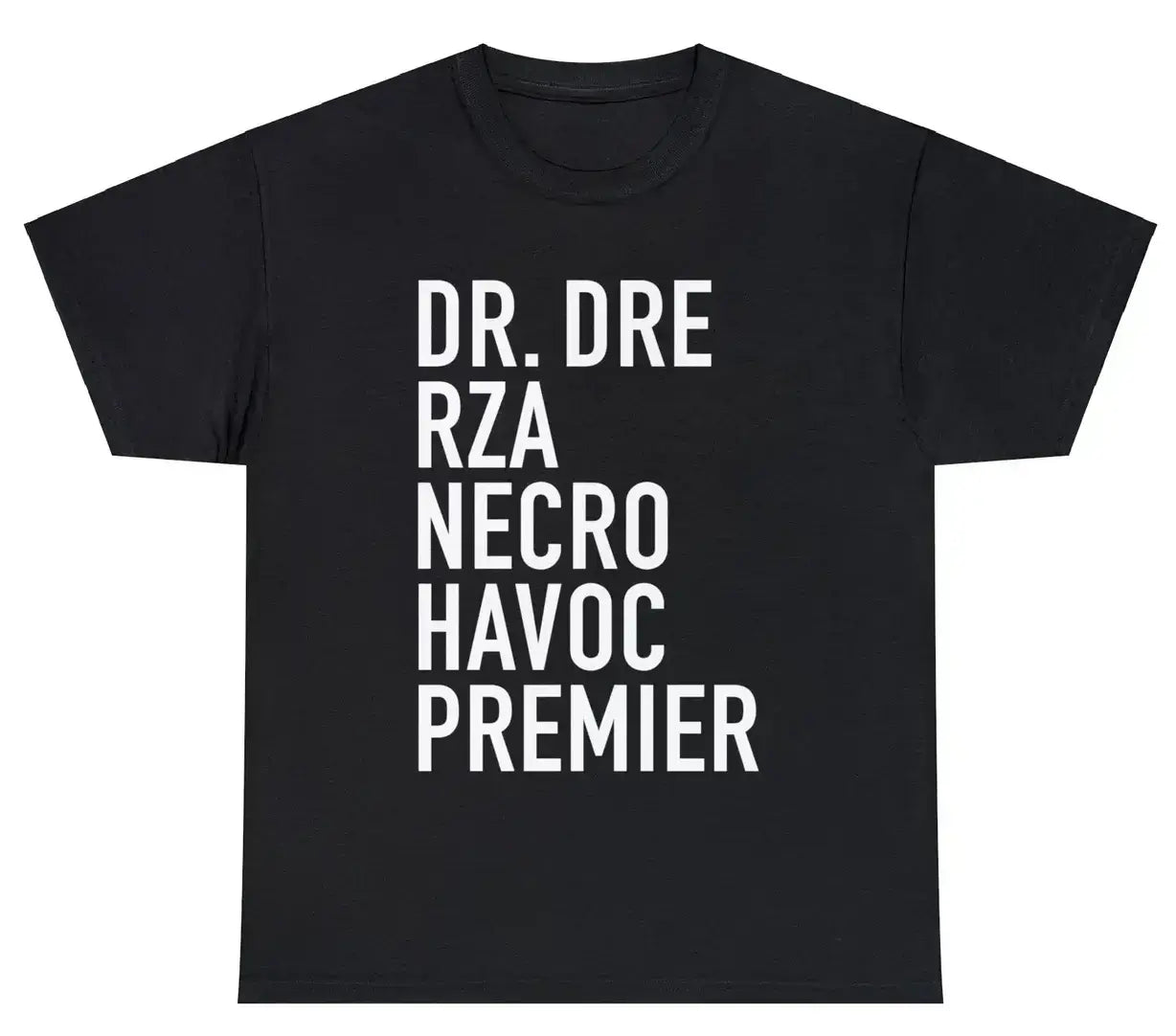 Top 5 Best Hiphop Producers - Heavy Cotton Tee - Gilden 5000 - Wht letters NECRO SUPER STORE