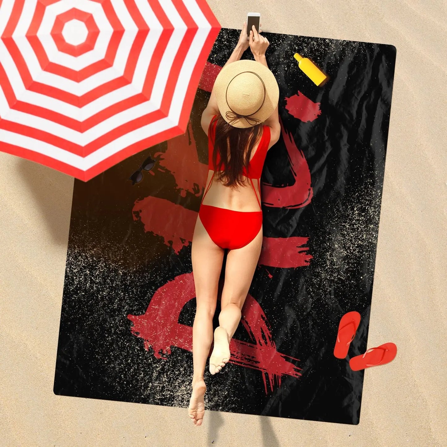 DIE! - Burgundy - Beach Towel - NECRO SUPER STORE