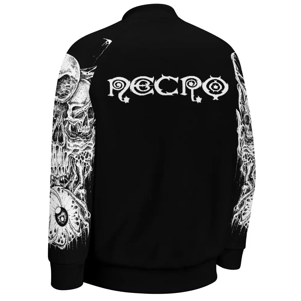 Necro - White Logo w/ Demons - Baseball Jacket Uniform for Men's NECRO SUPER STORE