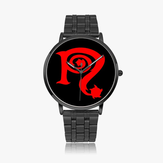 Necro - Red N - Black Steel Strap Quartz Watch NECRO SUPER STORE