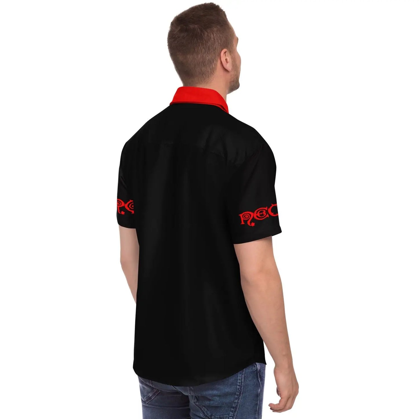 Necro - Black/Red Logo - Short Sleeve Button Down Shirt NECRO SUPER STORE