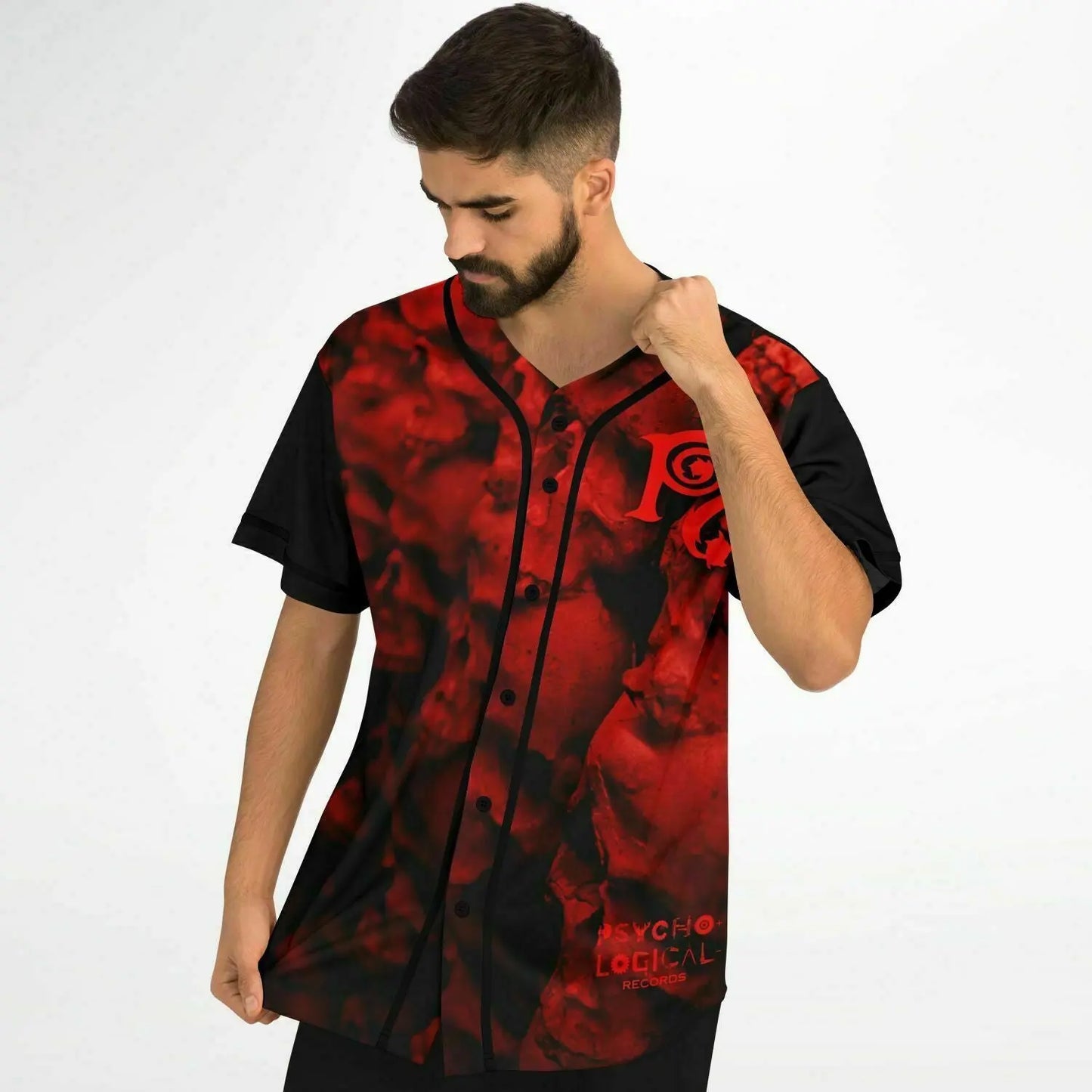 Necro - Red Skulls - Baseball Jersey NECRO SUPER STORE
