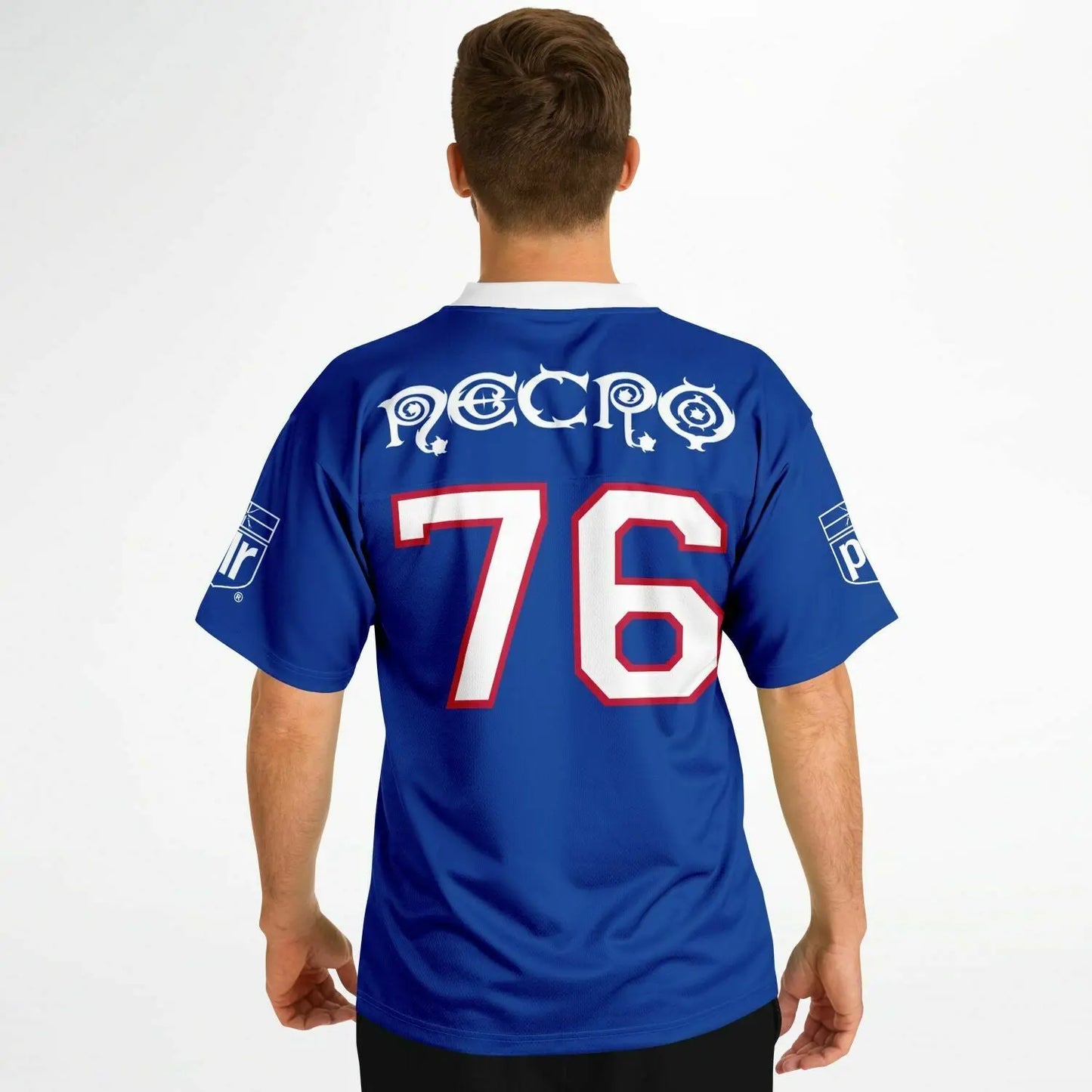 NECRO - N Symbol - Football Jersey (Buffalo Bills Colors) NECRO SUPER STORE