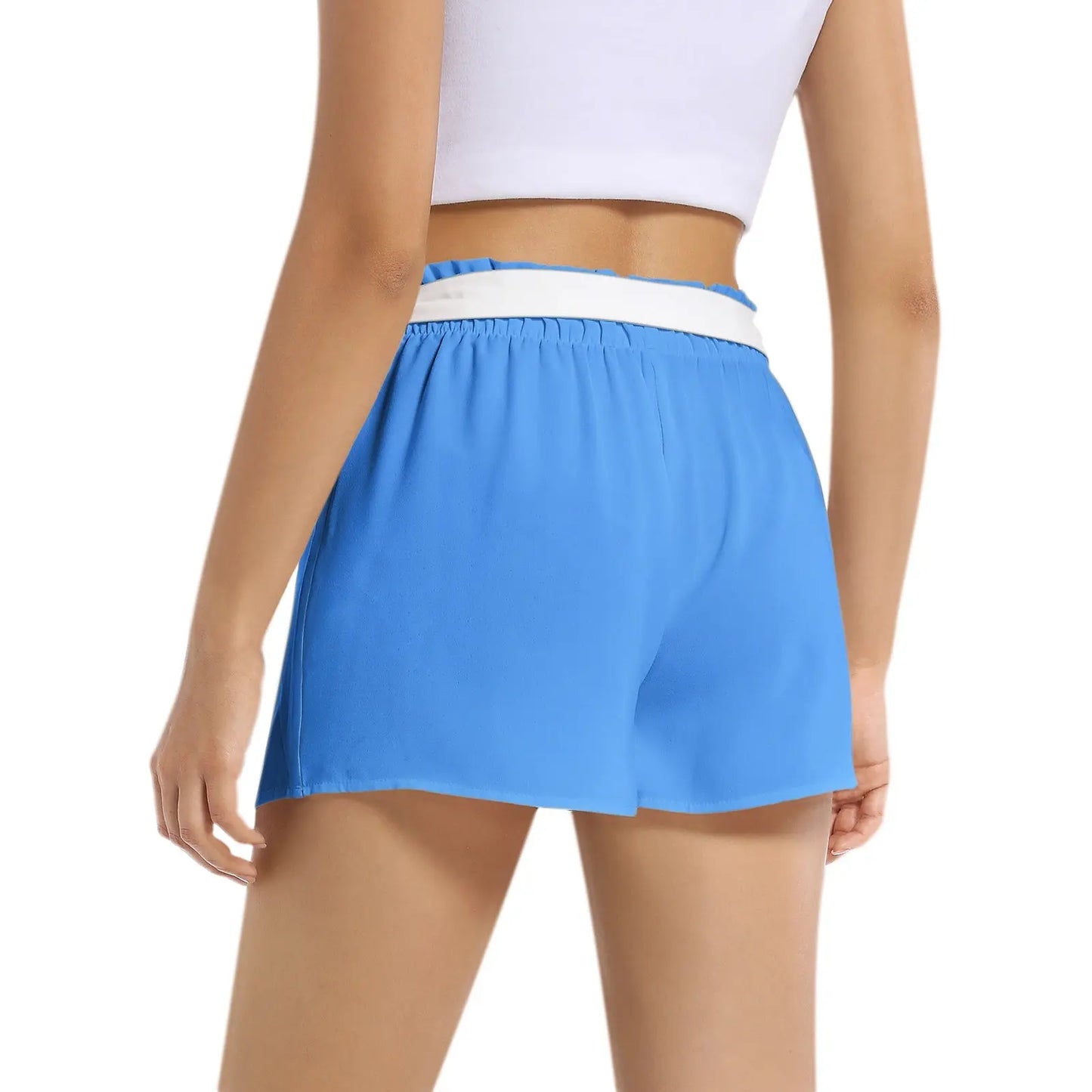 Necro - White N on Light Blue - Women's Belted Short - NECRO SUPER STORE