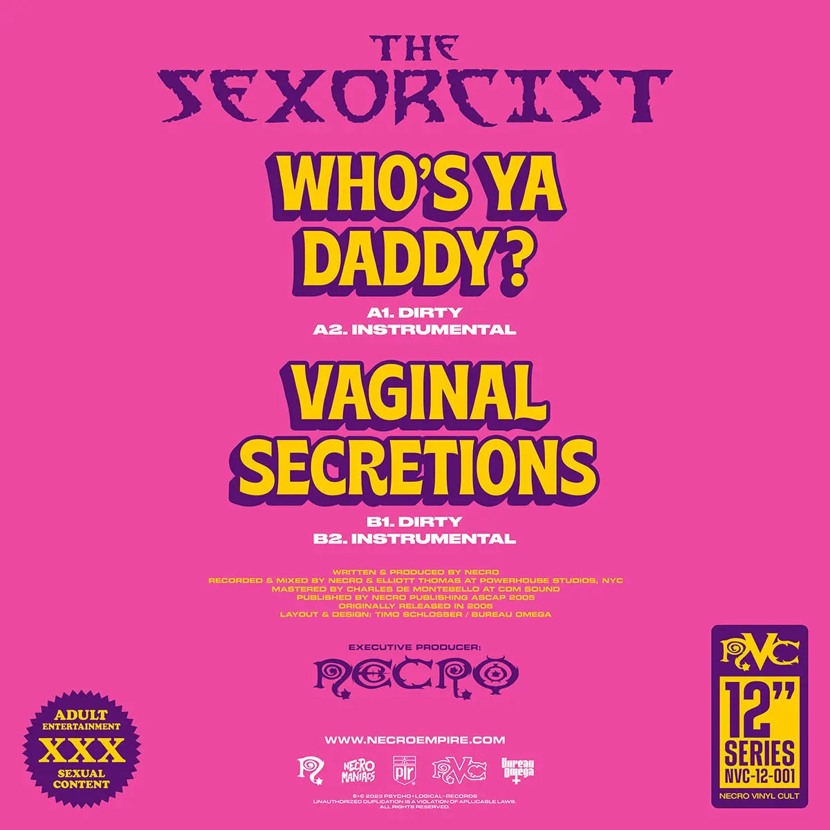 NECRO - Who's Ya Daddy? / Vaginal Secretions 12" Vinyl Single NECRO SUPER STORE