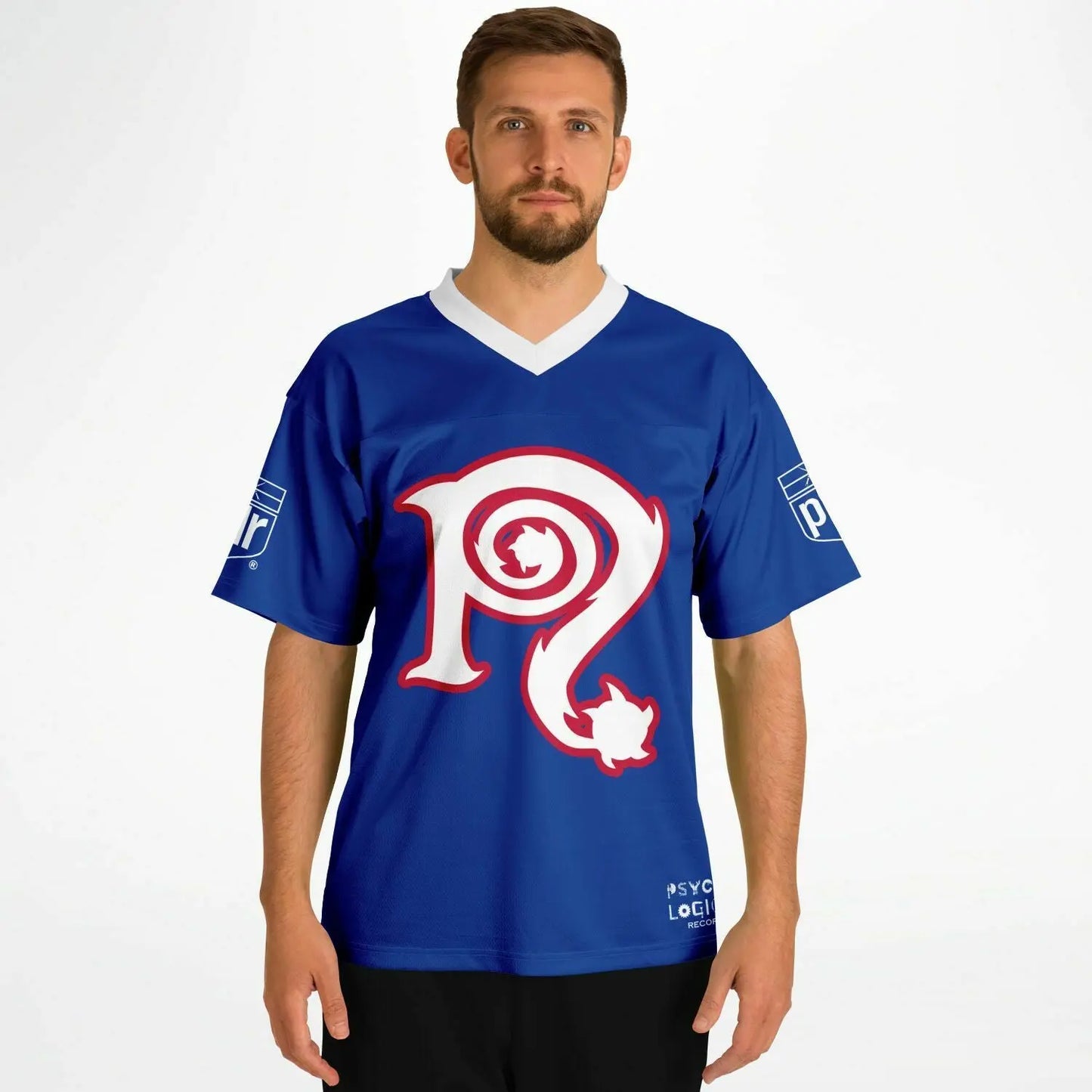 NECRO - N Symbol - Football Jersey (Buffalo Bills Colors) NECRO SUPER STORE