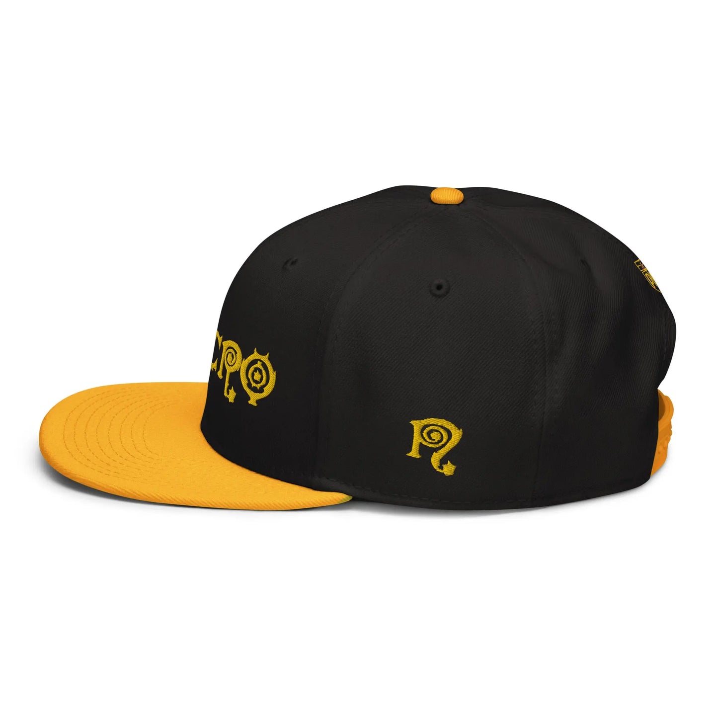 Necro - Yellow Gothic Logo - Snapback Hat - Embroidered NECRO SUPER STORE