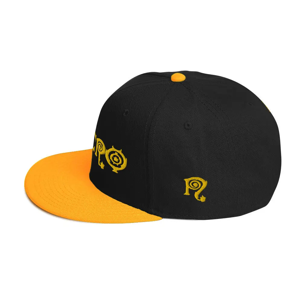Necro - Yellow Gothic Logo - Snapback Hat - Embroidered NECRO SUPER STORE