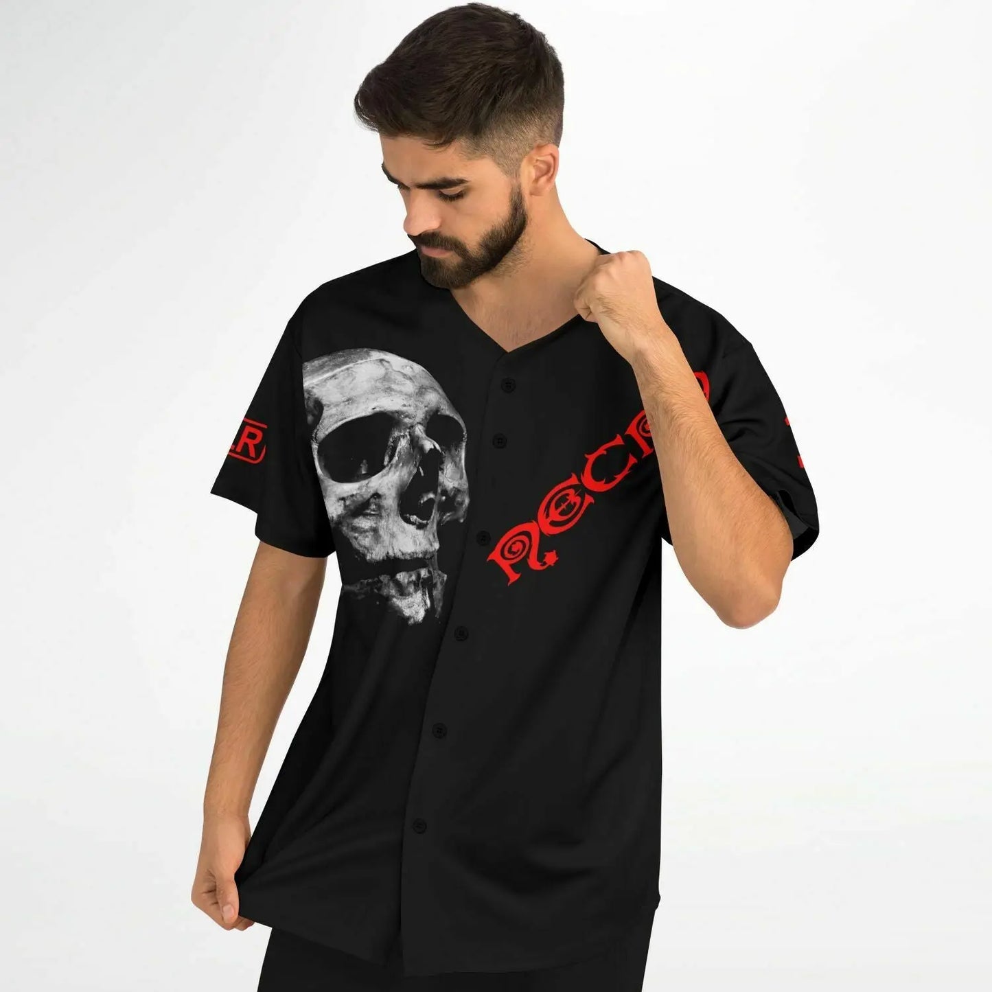 Necro - Skull Red Logo - Baseball Jersey NECRO SUPER STORE