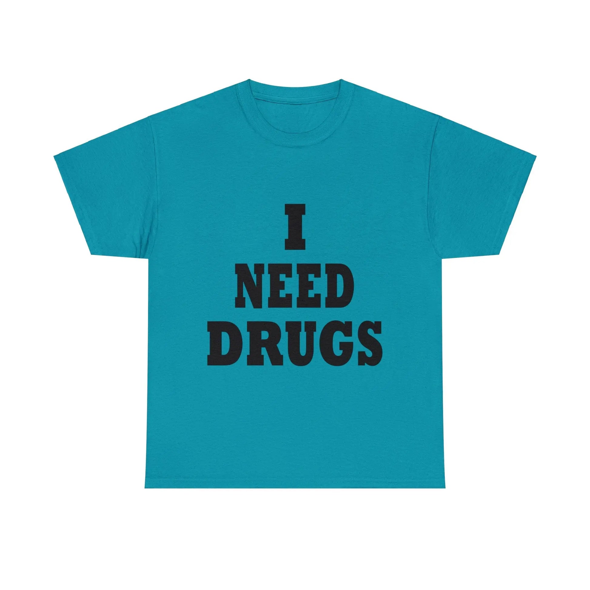 Necro - I Need Drugs Slogan - Heavy Cotton Tee - Gilden 5000 - NECRO SUPER STORE