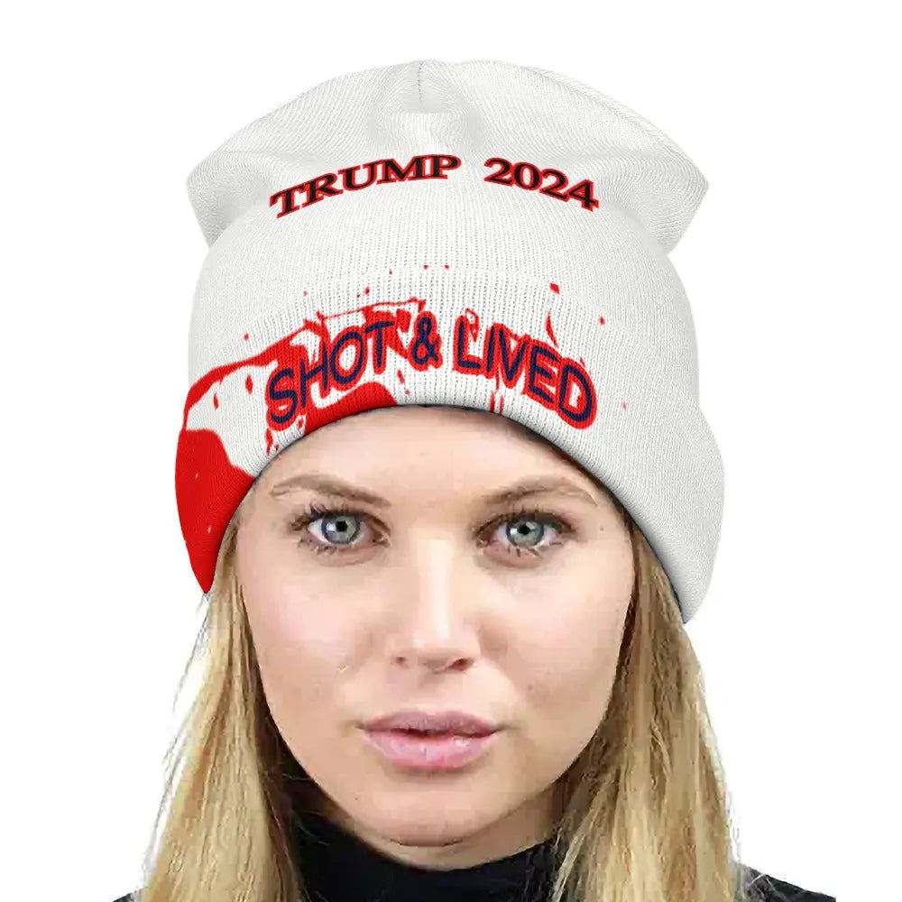 Shot & Lived - Trump/Necro - Full printed knitted hat Inkedjoy