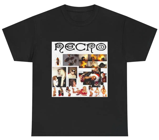 Necro - Cockroaches EP OG Cover - Heavy Cotton Tee - Gilden 5000 - Black/White NECRO SUPER STORE