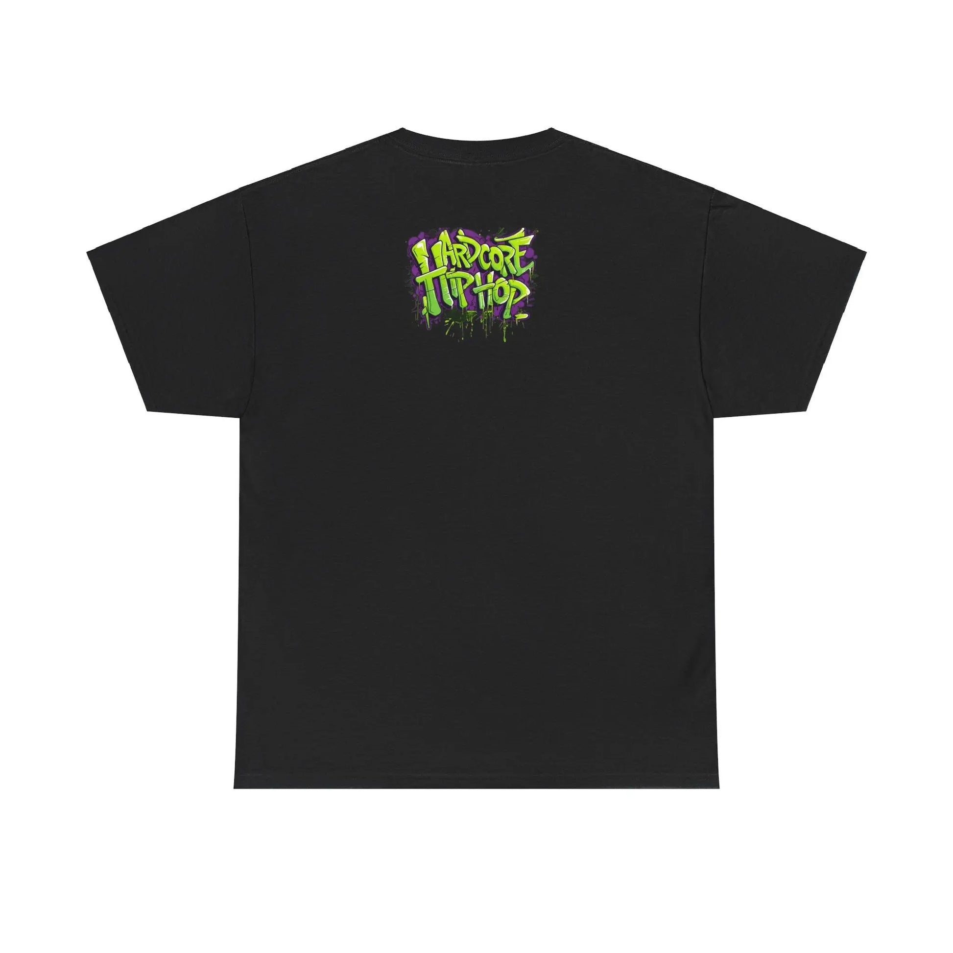 Hardcore Hiphop - Green Graffiti Bones - Heavy Cotton Tee - Gilden 5000 - Black - NECRO SUPER STORE