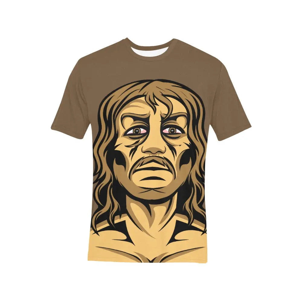 I Need Drugs - Howie Portrait - All Over Print T-shirt - Brown Inkedjoy