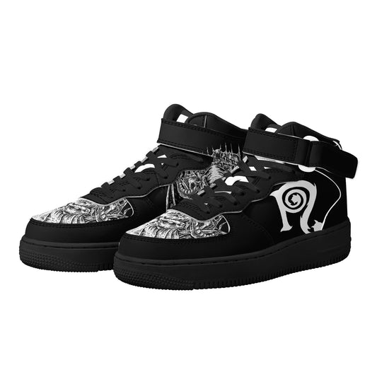 Necro - Cthulhu Blk/Wht - Men's High Top Leather Sneakers