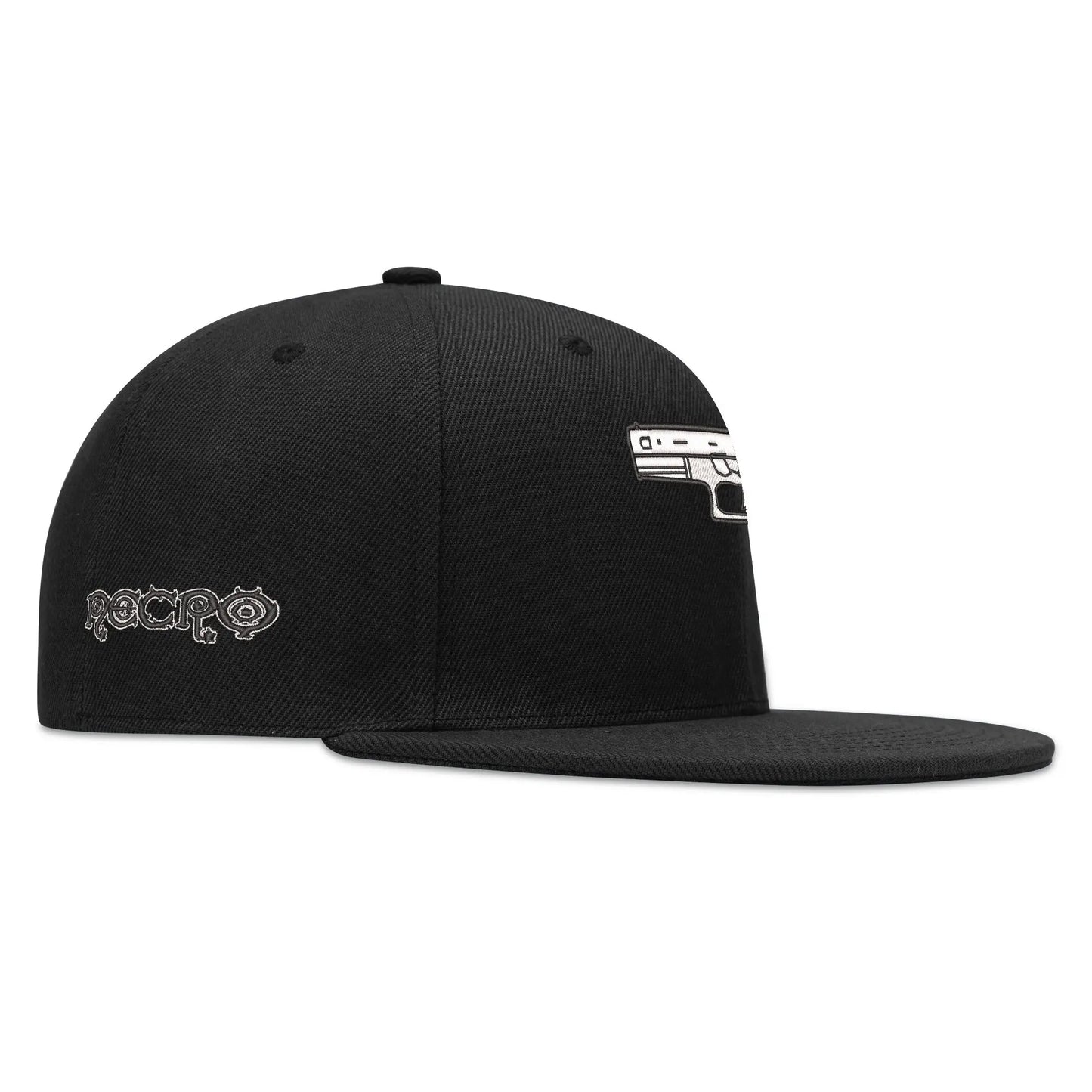 Necro - White Gat on Blk - Four Sides Embroidered Hip-Hop Hat NECRO SUPER STORE