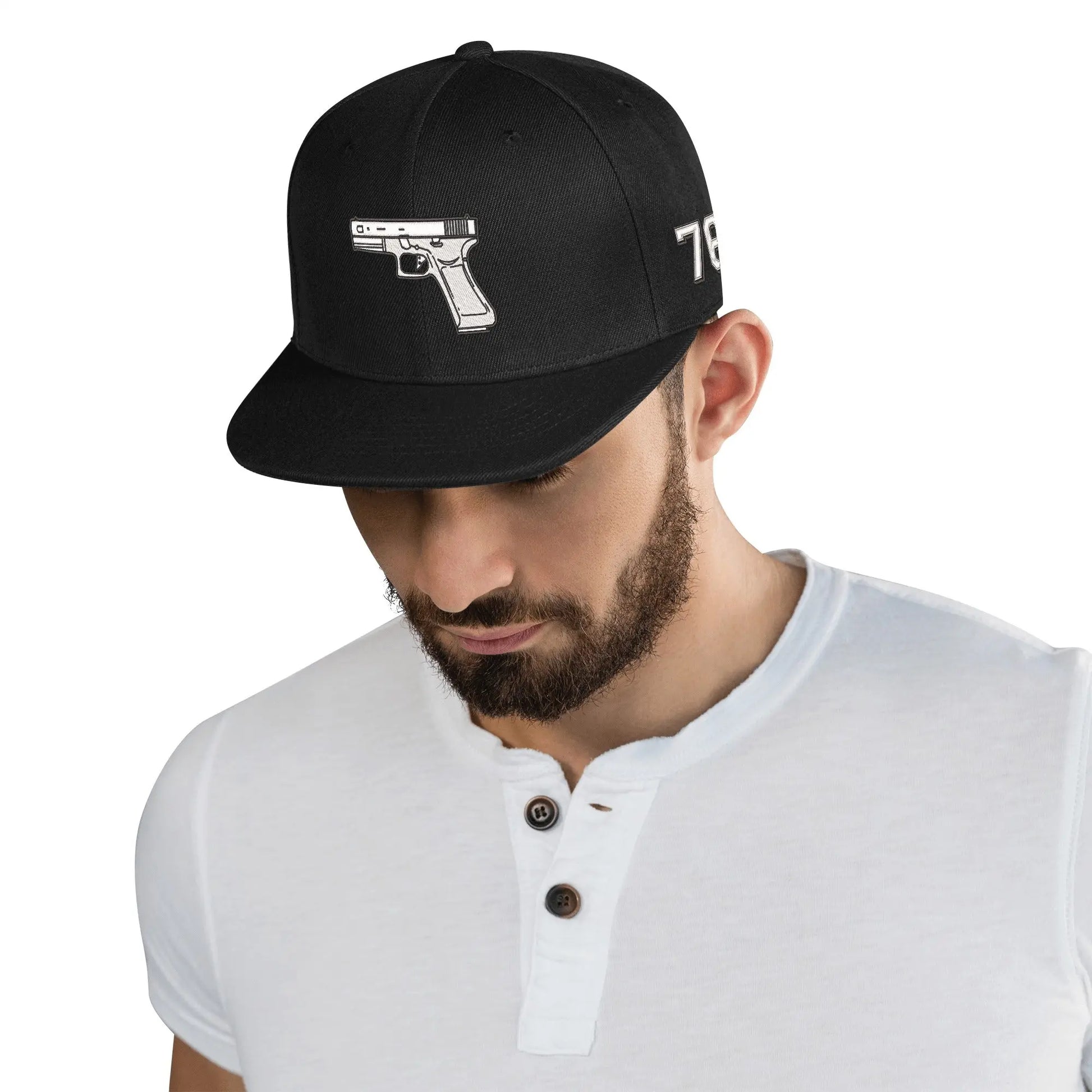 Necro - White Gat on Blk - Four Sides Embroidered Hip-Hop Hat NECRO SUPER STORE