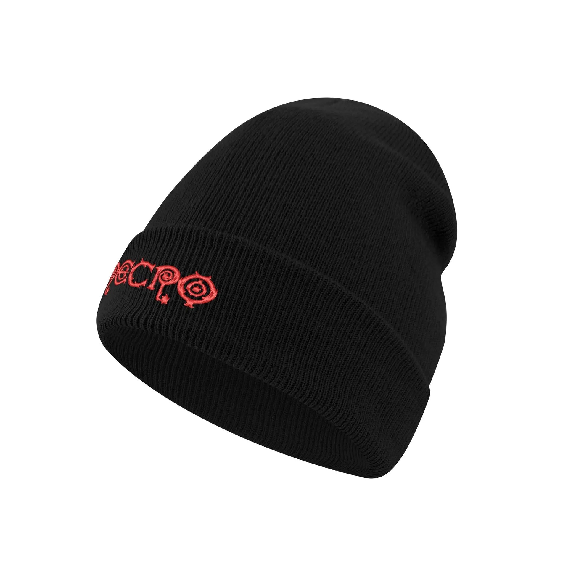 Necro - Red Gothic Logo - Embroidered Knitted Hat - NECRO SUPER STORE