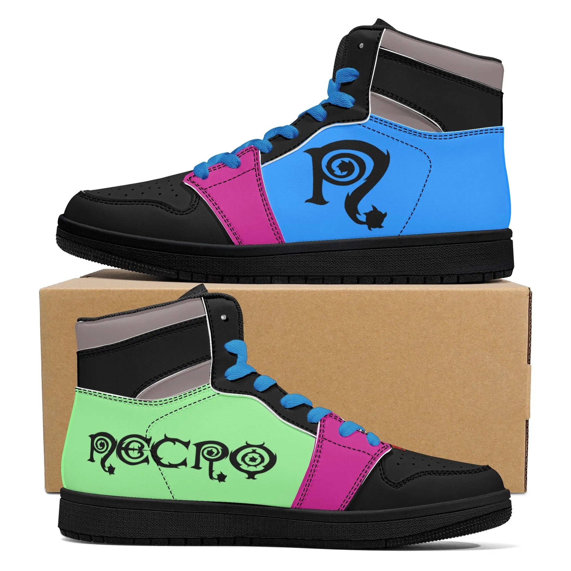 Necro - Mens Multi Colored High Top Leather Sneakers NECRO SUPER STORE