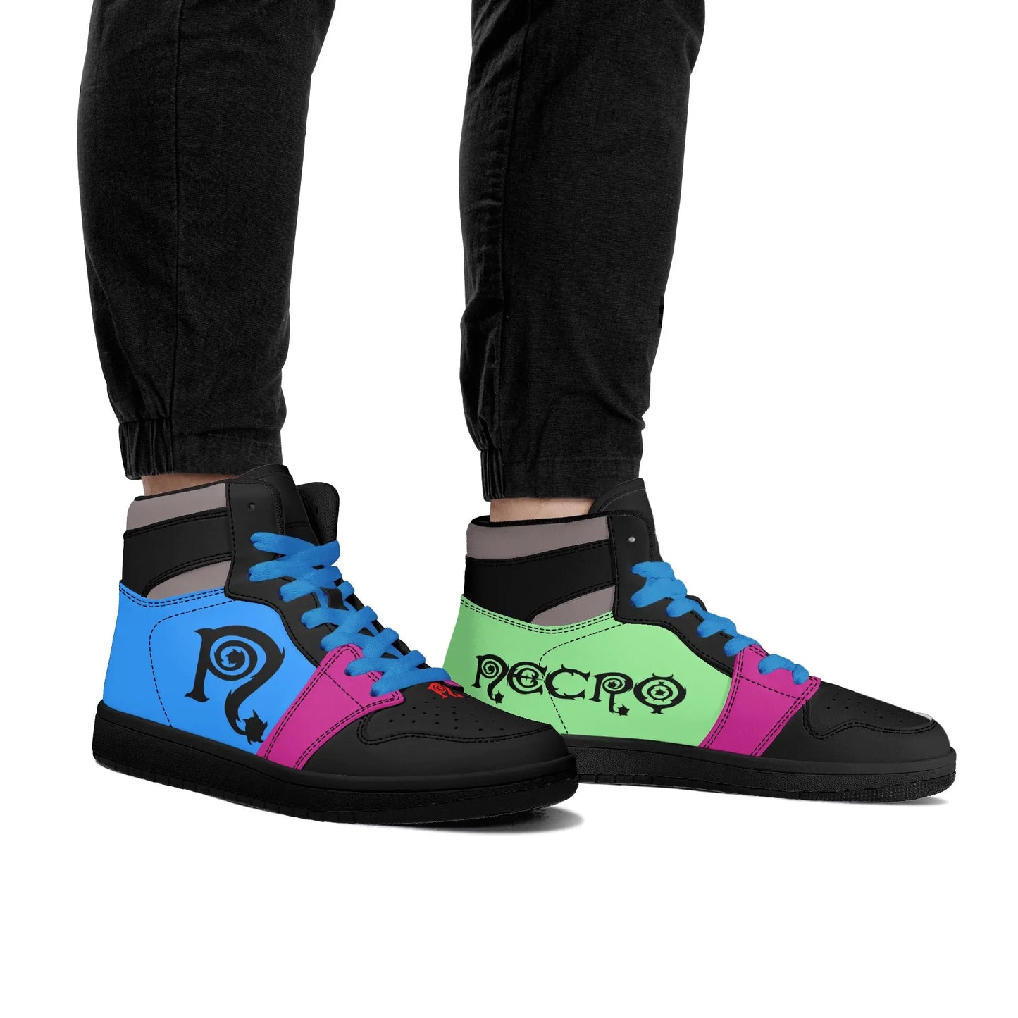 Necro - Mens Multi Colored High Top Leather Sneakers NECRO SUPER STORE