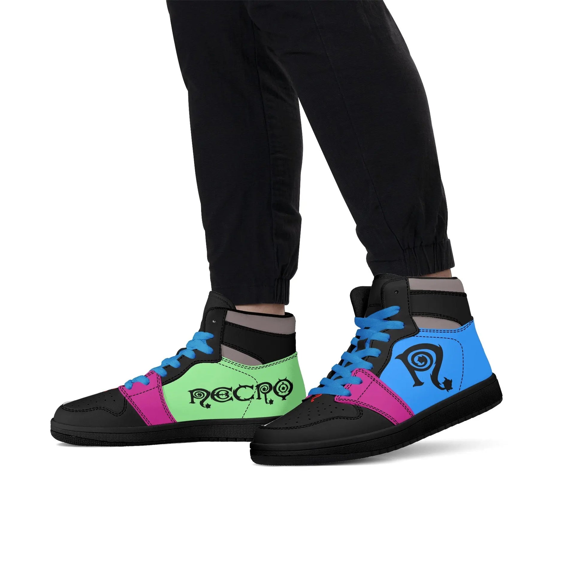 Necro - Mens Multi Colored High Top Leather Sneakers NECRO SUPER STORE