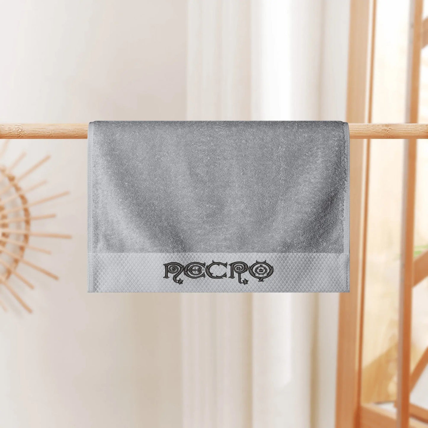 Necro - Black Necro Gothic Logo - Embroidered Square Towel NECRO SUPER STORE