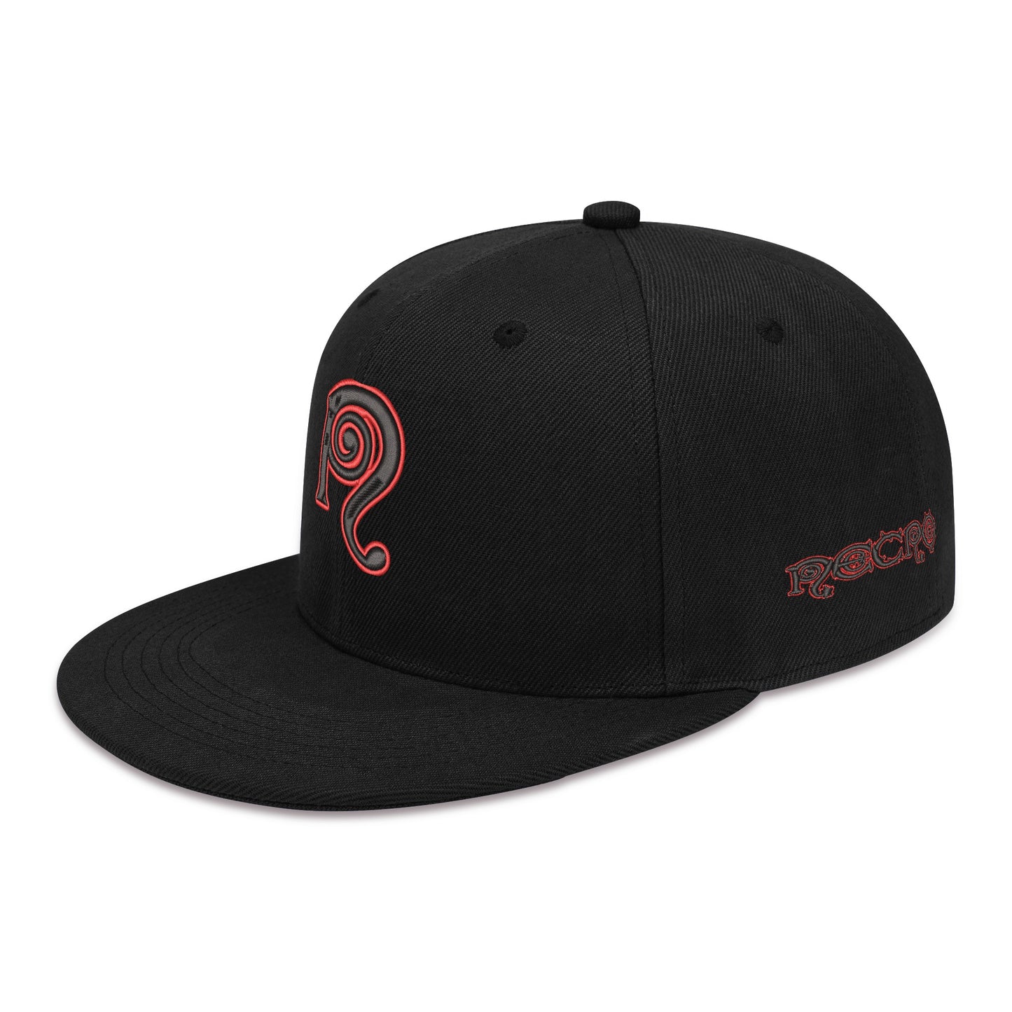 Necro - Blk/Red N - Three Sides Embroidered Hip-Hop Hat
