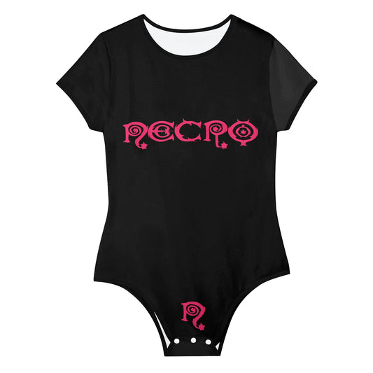 Necro - Pink N Symbol & Logo - Womens Soft Short Sleeve Bodysuit