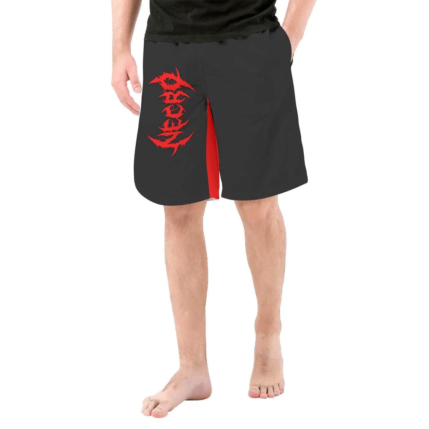 Necro - Blk/Red Death Metal Logos - Mens All Over Print Board Shorts NECRO SUPER STORE