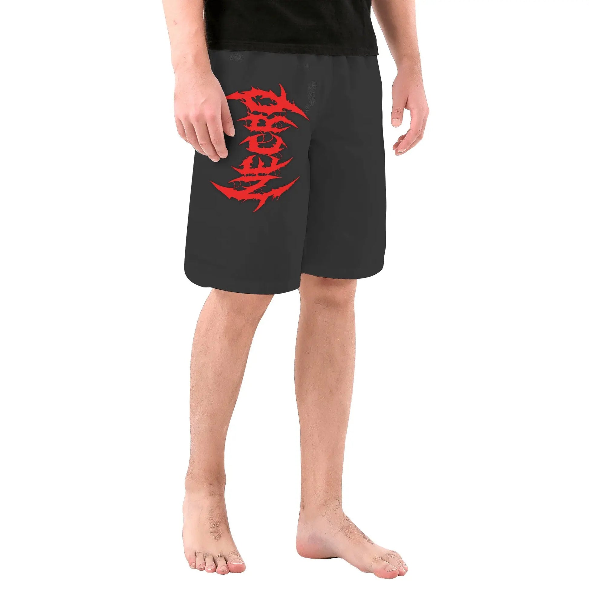 Necro - Blk/Red Death Metal Logos - Mens All Over Print Board Shorts NECRO SUPER STORE