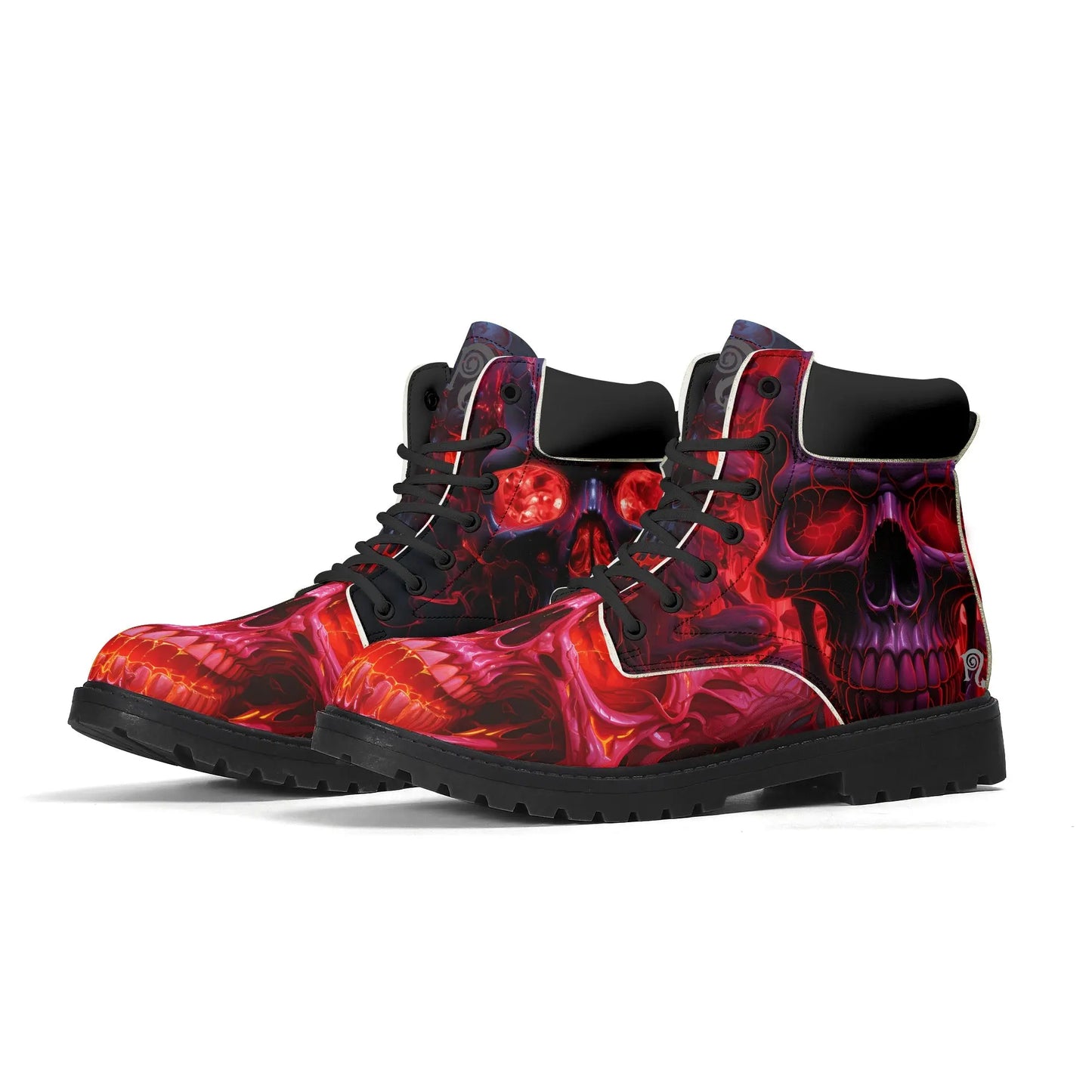 Necro - Neon Skulls - Mens Leather Black Outsole All Season Boots - NECRO SUPER STORE