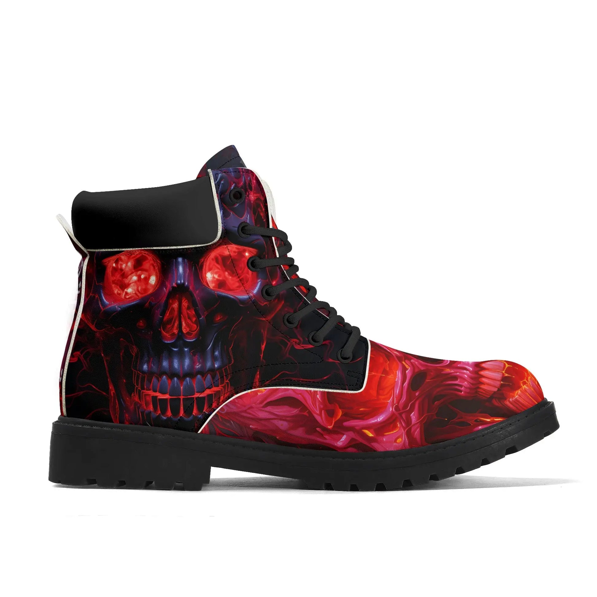 Necro - Neon Skulls - Mens Leather Black Outsole All Season Boots - NECRO SUPER STORE