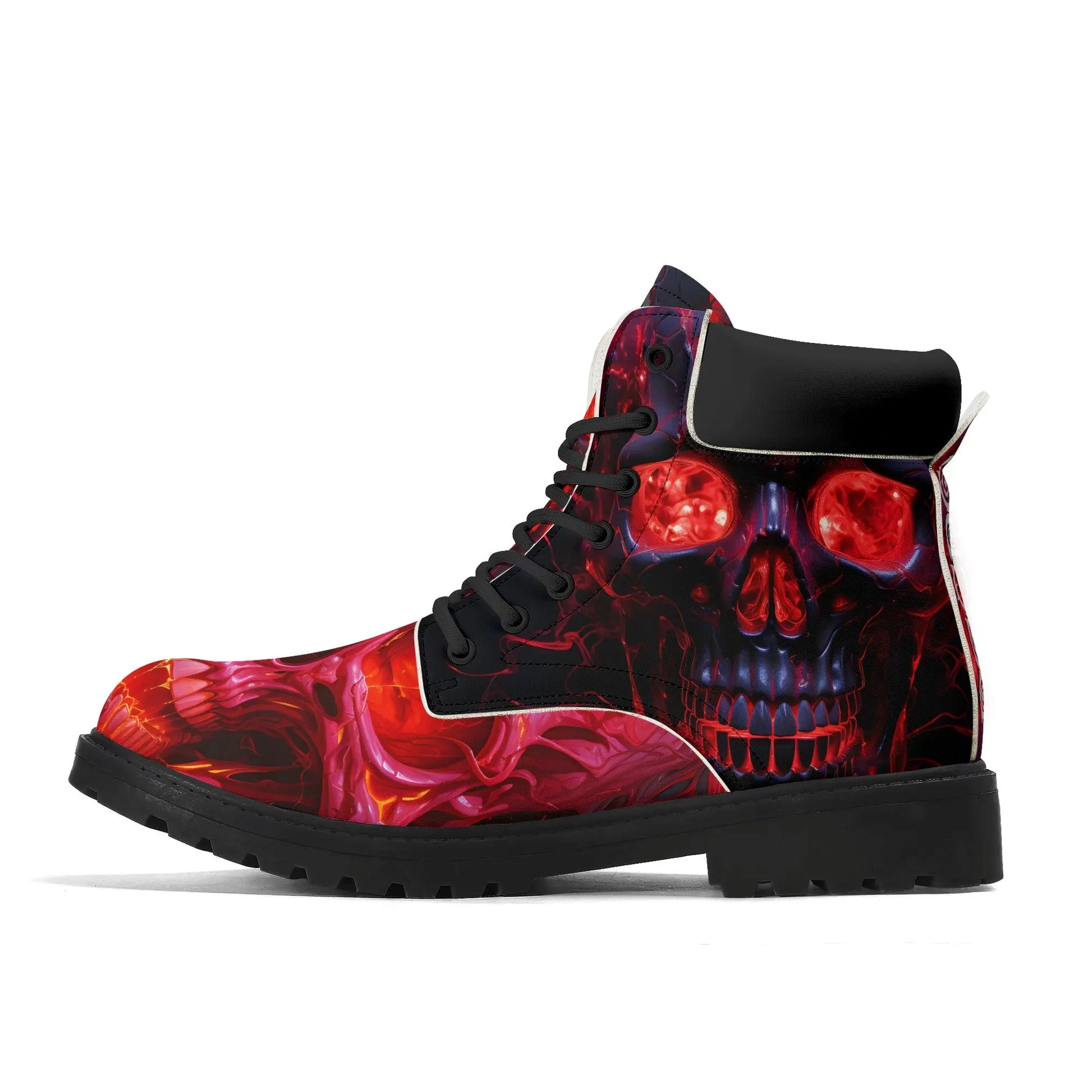 Necro - Neon Skulls - Mens Leather Black Outsole All Season Boots - NECRO SUPER STORE