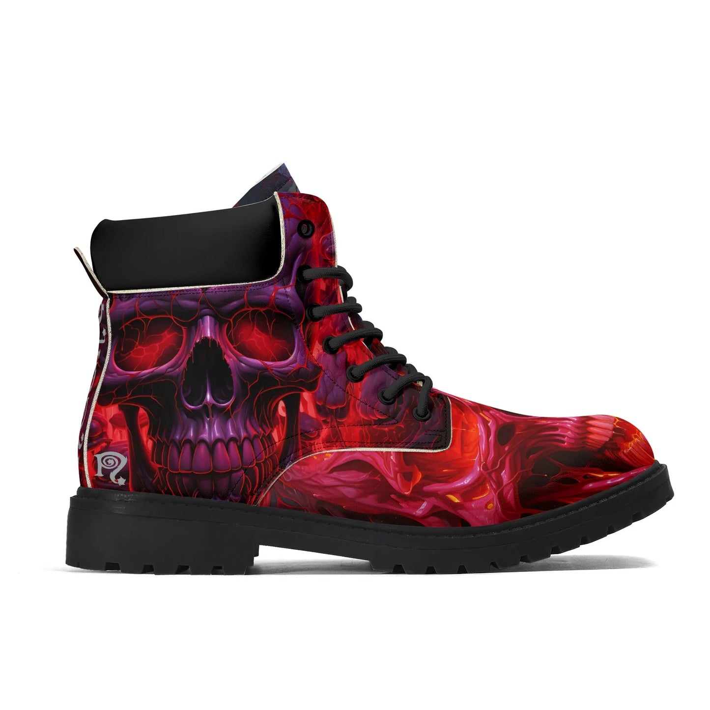 Necro - Neon Skulls - Mens Leather Black Outsole All Season Boots - NECRO SUPER STORE