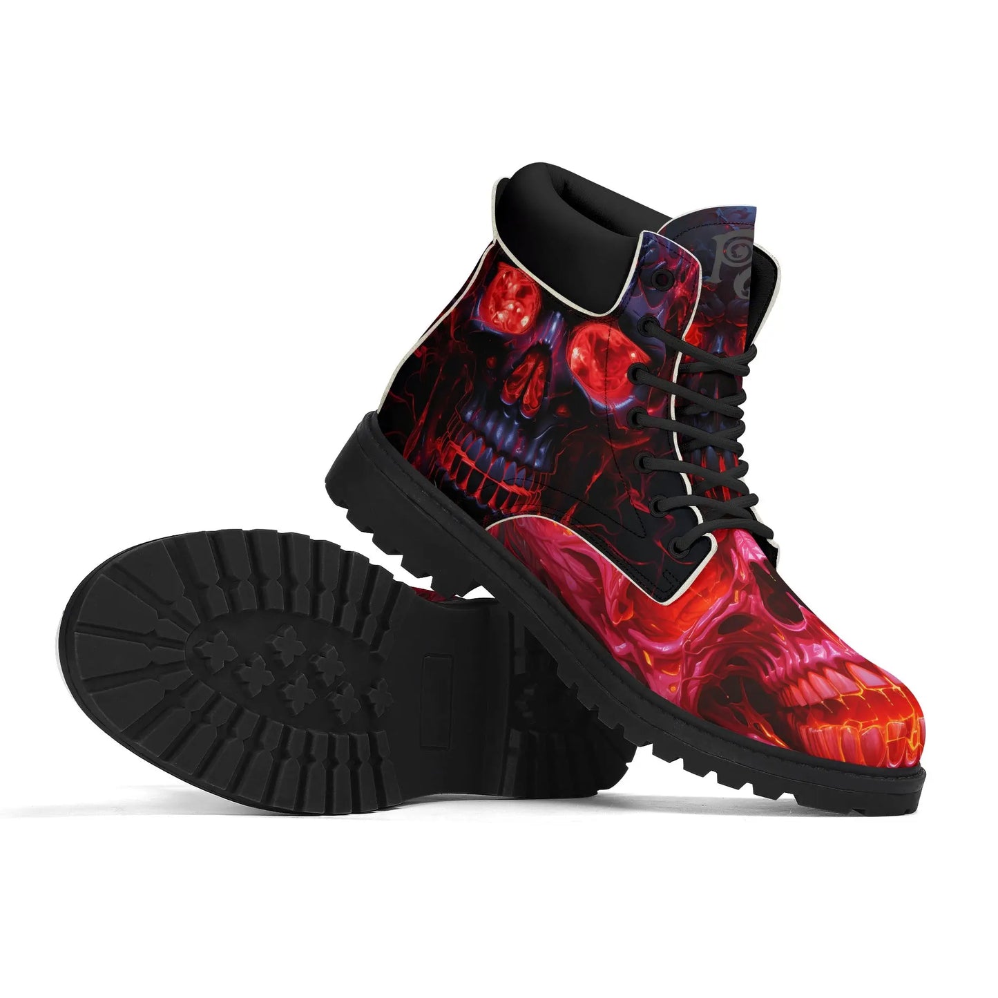 Necro - Neon Skulls - Mens Leather Black Outsole All Season Boots NECRO SUPER STORE