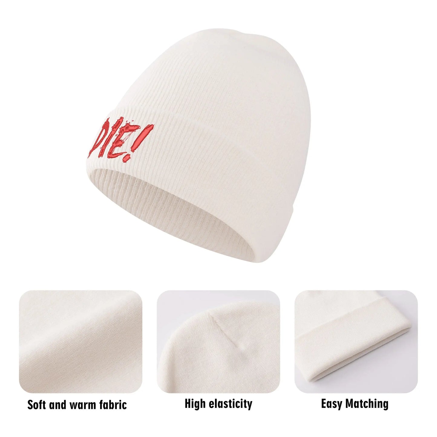 Necro - DIE! - Embroidered Knitted Hat - NECRO SUPER STORE