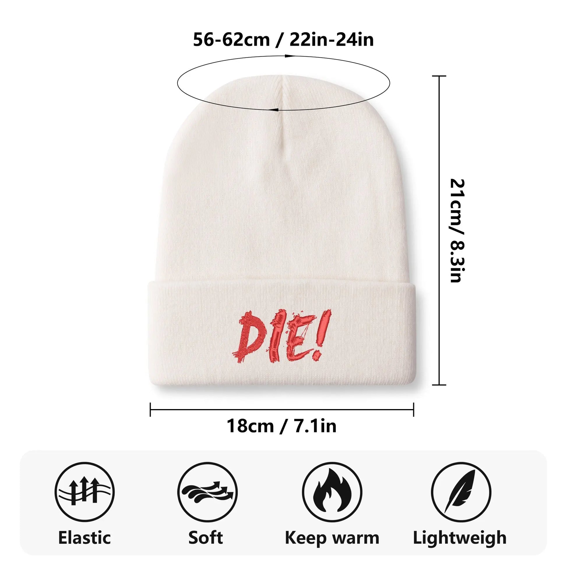 Necro - DIE! - Embroidered Knitted Hat - NECRO SUPER STORE