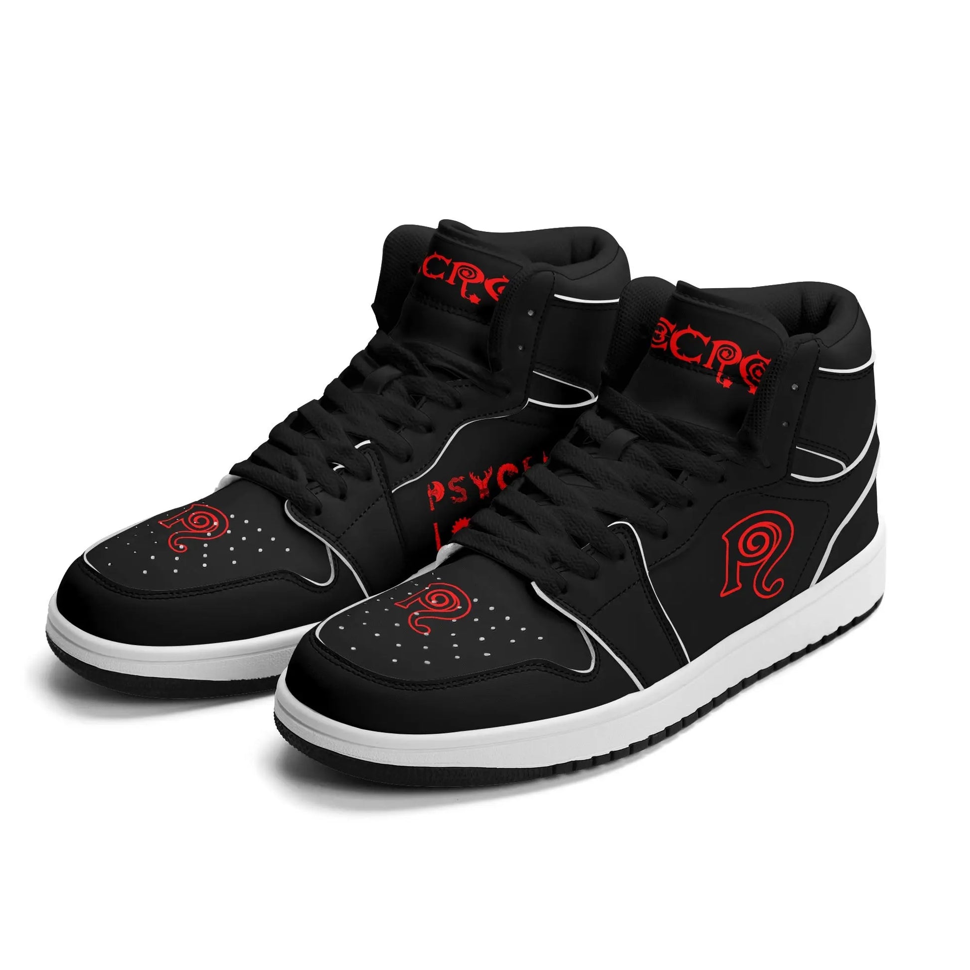 Necro - DEvils - Blk/Red - Leather High Top Sneakers popcustoms