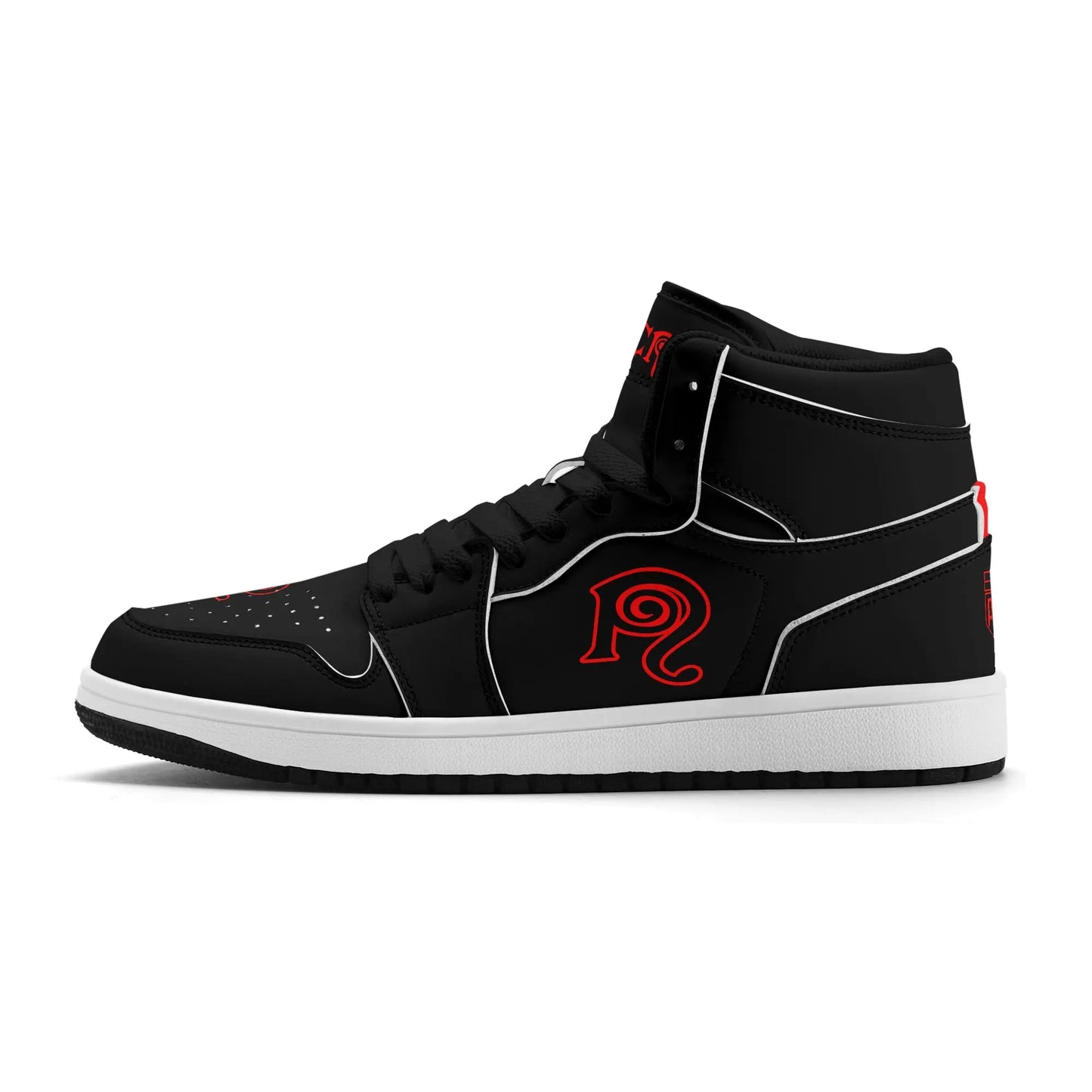 Necro - DEvils - Blk/Red - Leather High Top Sneakers popcustoms