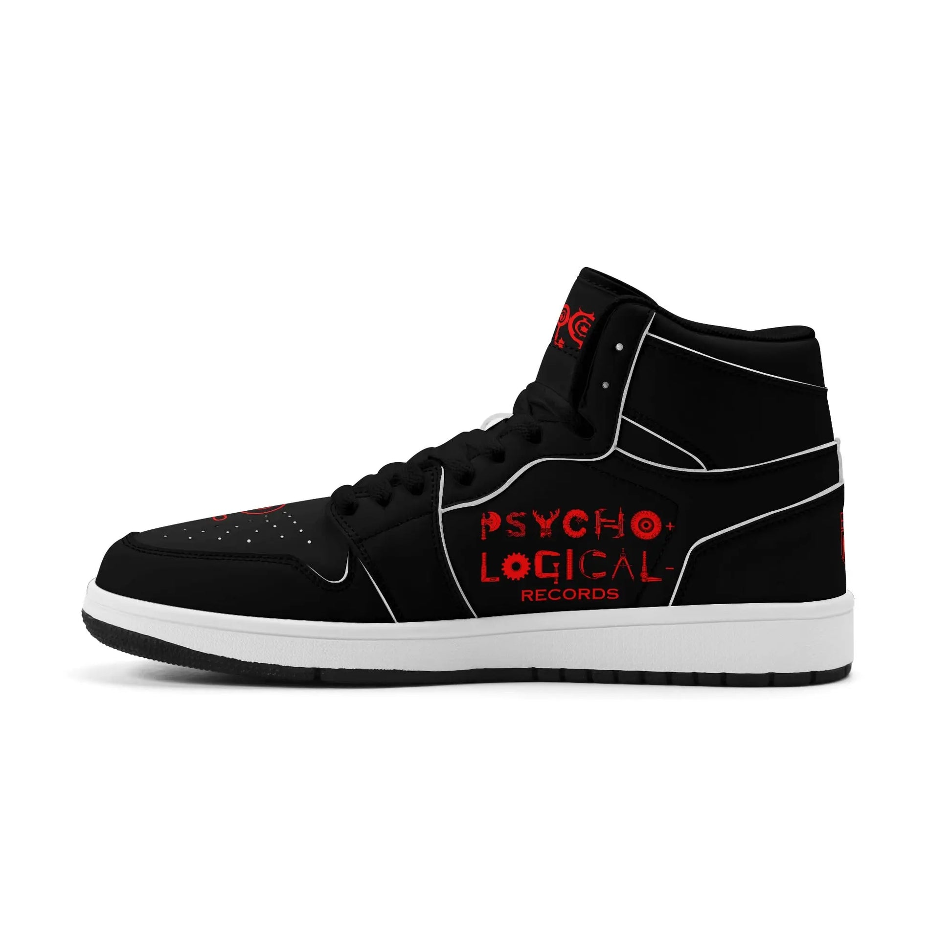 Necro - DEvils - Blk/Red - Leather High Top Sneakers popcustoms